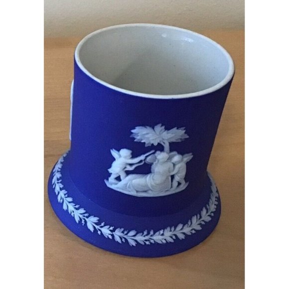 Wedgwood Antique Small Dark Blue Jasperware Toothpick Match Holder 2.5” - Picture 4 of 7